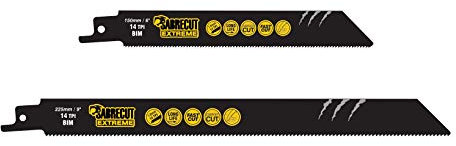 2 x SabreCut SCRSK2BF 150mm 225mm 14 TPI S922BF S1122BF Lames de scie sabre alternative pour coupe rapide du bois et du métal compatibles avec Bosch Dewalt Makita et bien d'autres