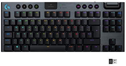 Logitech G915 LIGHTSPEED TKL Teclado Gaming Mecánico Inalámbrico con teclas GL-Táctil de bajo perfil, LIGHTSYNC RGB, Diseño ultra delgado, 40 Horas duración de Batería, Disposición QWERTY ES - Negro