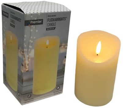 Premier 18cm Christmas Cream Flickerbright Candle with Timer