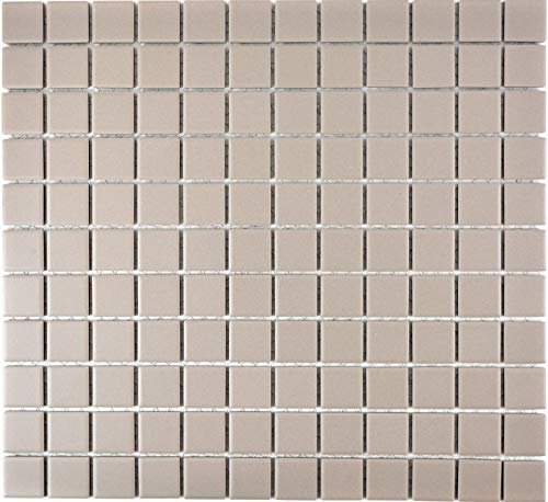 Carrelage mosaïque en céramique gris clair non laqué pour mur de salle de bains - Plaque mosaïque - 10 tapis mosaïques