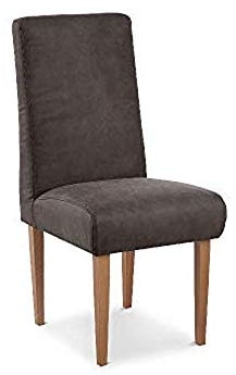 CAVADORE Esszimmerstuhl Kira / Polsterstuhl für Küche, Esszimmer oder Wohnküche in Lederoptik / Passend zur Küchengarnitur Kira / 48 x 103 x 62 / Hochwertiges Mikrofaser: Grau