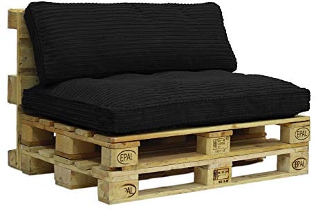 Palettenkissen Palettensofa Cord Set Outdoor Sitzkissen Palettenauflage (Schwarz, Set 1+1)