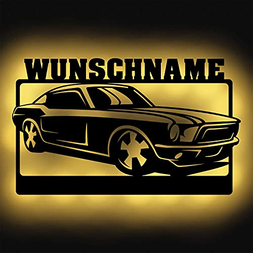 Auto KFZ Mechaniker Danke Holz Deko Wand-Lampe Nachtlicht Dekoration Geschenke personalisiert mit Namen I Batteriebetrieb