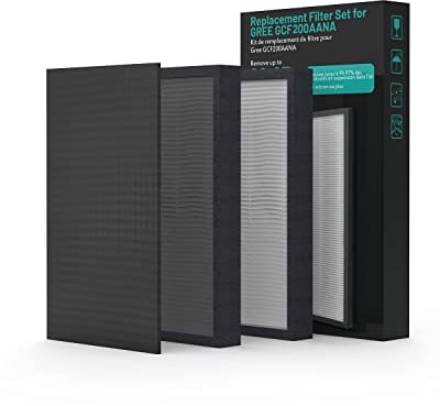 H13 True HEPA Luftfilter-Ersatz für GREE GCF300ANSA Luftreiniger, 3-in-1 H13 True HEPA Air Filter und Aktivkohlefilter gegen 99,97% von Tierallergien Gerüche Rauch Tierschuppen Staub Pollen