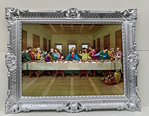 Das Letzte Abendmahl von Leonardo Da Vinci Jesus Gemälde Kunstdrukbild Jesus Christus Jesusbild für die Wand 90x70 heiligenbilder Wohnzimmerbild Gerahmte Gemälde Antik Wandbild