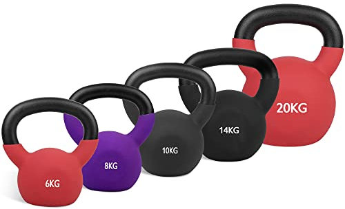 wuuhoo® Kettlebell Set Dwayne mit 30kg oder 58 kg, Verschiedene Kugelhanteln aus massivem Gusseisen mit Neopren Beschichtung, Schwunghanteln für Dein Krafttraining - Fitnessgerät für Zuhause 58 kg
