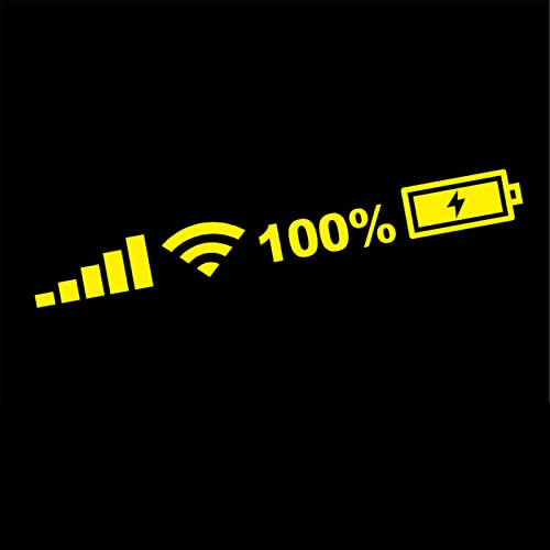 Auto-Windschutzscheiben-Aufkleber, lustige Auto-Aufkleber und Aufkleber, Signal-WLAN-Power, Handy-Logo, Auto-Fenster-Aufkleber für Männer und Frauen, personalisierte Auto-Aufkleber, gelb, M