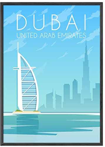 JUNOMI® Dubai Poster DIN A2 | Wohnzimmer Deko, Modernes Wandbild, Dubai Bild, Reiseposter, Burj Khalifa, Emirate | Ohne Rahmen