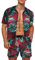 Wirltte Mens Hawaiian Shirt and Shorts Set Tropical Floral Print 2 Piece Outfits Red XL