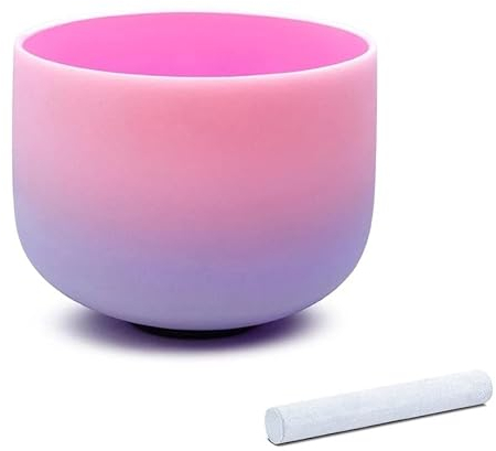 Rainbow f nota de cristal canto tazón de 8 pulgadas chakra de corazón con estuche de transporte, cuenco de canto de cuarzo rosado púrpura for yoga, meditación y curación de sonido ( Size : Bowl )