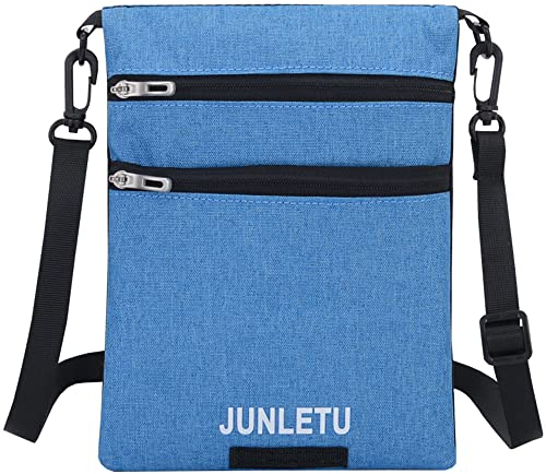 AYGCI Brustbeutel Herren Damen, Klein Brusttasche Nacken Geldbörse Multifunktional wasserdichte Umhängegeldbeutel Reisegeldbeutel Neck Pouch Halstasche für Reisedokument Handy Reisepass Tasche Blau