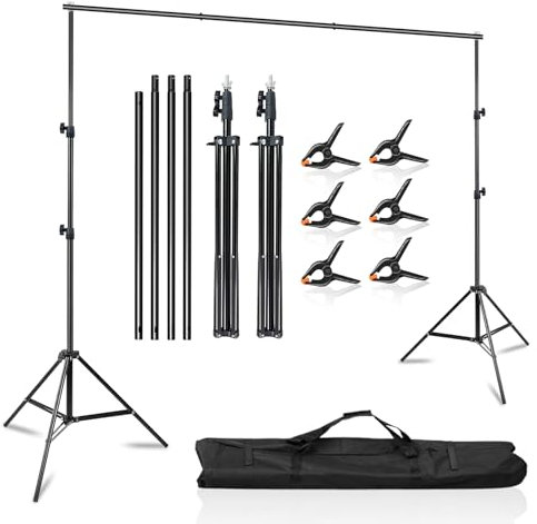 MSKIRA 2x3m/6.5x10ft Photography Backdrop Stand Adjustable Background Support System Kit Backdrop Frame with Carry Bag for Photo Studio Video Birthday Party