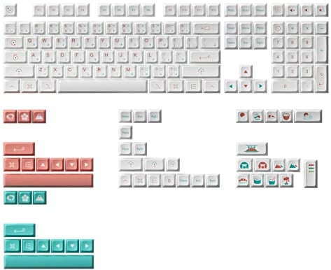 Akko Custom Keycaps Set for Mac Mechanical Keyboards, Red Fuji Themed Japanese Keycap, JDA Profile Dye-Sub PBT Key Caps with Keycap Puller for 60% 65% 75% 80% TKL Full-Sized Gaming Keyboards