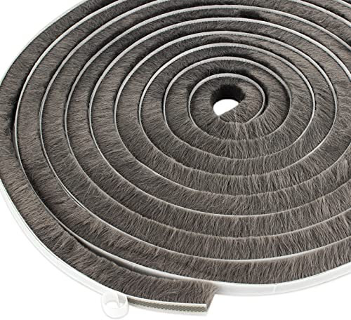 TamBee Brush Weather Stripping Window Frame Seal Weatherstrip Self-Adhesive Brush Window Door Seal Strip Draught Excluder (9mm(W) x15mm(T) x5M(L), Grey)