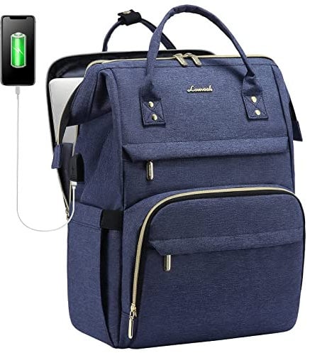 LOVEVOOK Laptop Backpack Womens Laptop Backpack for Women Travel Backpack Casual Daypack Waterproof Bag with USB Charging Port fits 14 15.6 for Work School Business College (15.6inch Update, Navy)