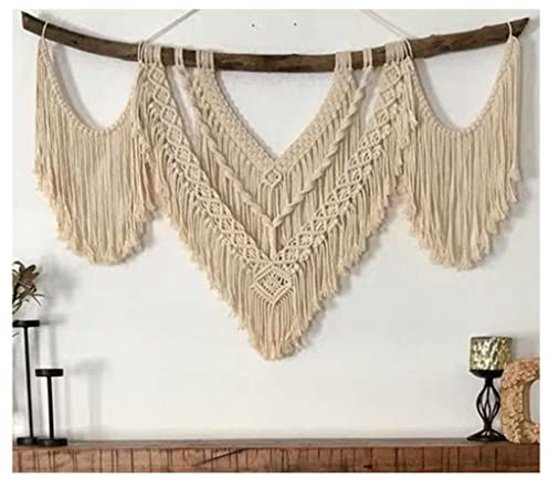 Makramee Wandbehang An der Wand befestigter Wandteppich, natürliche Äste und aus Baumwollfäden gewebte Wanddekorationen