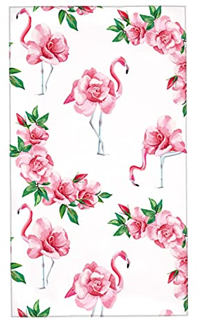 Handtuch mit rosa Flamingos und Hibiskusblumen, dekorative Fingerspitzen-Handtücher, vielseitig einsetzbar für Badezimmer, Küche, Fitnessstudio und Spa, 60 cm