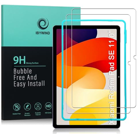 Ibywind schutzfolie kompatibel mit Xiaomi Redmi Pad SE(11 Zoll), mit Easy Install Kit (Zentrierrahmen),Blasenfreier, kratzfester Displayschutz mit 9H-Härte