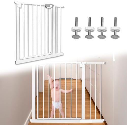 XINZI 85-95cm Türschutzgitter Metall Treppenschutzgitter Ohne Bohren Höhe 78cm Türgitter Treppengitter Weiß Baby Schutzgitter Kinderschutzgitter Beidseitig Schwenkbar und Schließt Automatisch