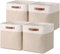 VIIHTYISA Aufbewahrungsbox Stoff 33x33x33cm, 4er-Set Würfel-Aufbewahrungskörbe für Schrank, Regal, und Kleidung, Khaki&Weiß