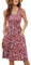 MOLERANI Vestido Rojo Floral para Mujer Verano sin Mangas Plisado Botón Abajo Swing Vestido Casual con Bolsillo (Rojo Floral, M)