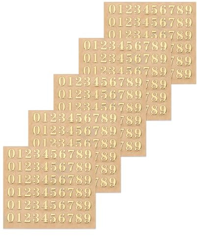 QUARKZMAN 5 Blätter Nummernaufkleber aus Harz, 3D, klein, 1 bis 9, goldene Mini-Nummernaufkleber, metallischer Glanzlegierung für Harz-Nagel-Scrapbooking, 3 mm