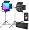 NEEWER 2er Pack PL60C RGB Videoleuchte LED Panel Dauerlicht Set mit 2m Licht Stativ/Tasche APP/2,4 G/DMX Steuerung 60W 23000Lux/0,5m 2500K-10000K 18 Szenen RGBCW Pro Fotografie Studiobeleuchtung