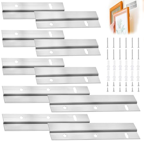 TTYSHIP® 5 Paire Rail Fixation en Z, Rail Fixation Miroir Lourd Z avec Vis, Cintre pour Tableaux Français pour Accrocher Photos et Miroirs (10,2cm 3 Paire/15,3cm 2 Paire)