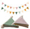 2 Stück Wimpelkette Kinderzimmer,Musselin Baumwolle Stoff Wimpelkette,Girlande Kinderzimmer Deko zum Aufhängen, Hausbett Deko Mädchen & Jungen,Wanddeko Geschenk,Babyzimmer Dekoration (Rosa + Grün)