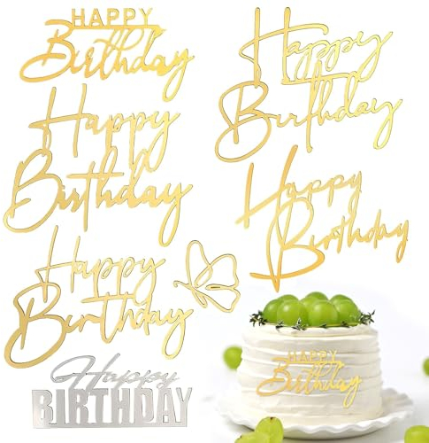 Happy Birthday Cake Topper 6 Stk Happy Birthday Tortendeko Geburtstagstorte Deko Gold Cakes Toppers für Geburtstagstorten