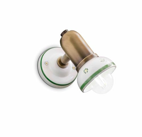 Licht-Erlebnisse Wandleuchte Keramik Metall B: 7,5 cm klein schwenkbar Handbemalt Premium für E14 Wandlampe Küche Wohnzimmer Wandspot Arbeitszimmer