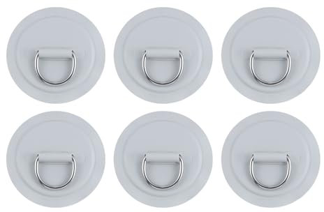 PATIKIL D-Ring Aufnäher 6Stk Edelstahl D-Ring PVC Aufnäher Pad Kein Klebstoff Inklusive für Schlauchboot Paddel Brett Surfbrett Grau