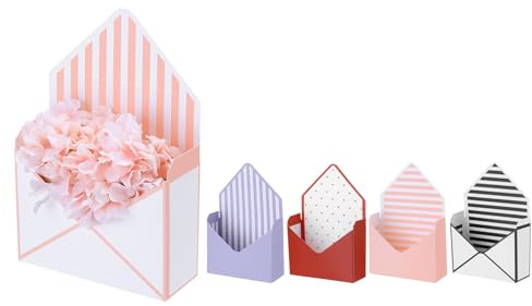 PATIKIL Papier Blumen Geschenk Tüten Set 5Stk Papier Bouquet Blumen Geschenk Tüte mit Handel Klein Faltbar Hand Halt Umschlag Box für Floristen Hochzeit Party Geburtstage 2 Stil Mehrfarbig