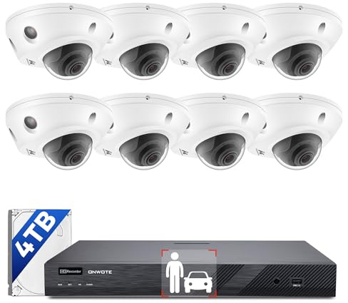 ONWOTE Sistema di telecamera di sorveglianza NVR 16-K da 12 MP, 8 X 4 K 8 MP, telecamere IP a prova di vandalo, visione notturna intelligente a colori, NVR 4 TB, cavo da 30,5 m 18,3 m, cavo cablato