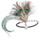 Vbxvsa 1920er Jahre Pfauenfedern Stirnband Pfau Kopfschmuck Haarband Feder Fascinator Grün Great Gatsby Damen Accessoires (Pfauengrün)
