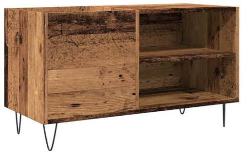 vidaXL Plattenschrank Altholz-Optik 84,5x38x48 cm Holzwerkstoff, Plattenspieler Schrank, Schallplattenschrank, Halter für Platten, Vinyl Schrank