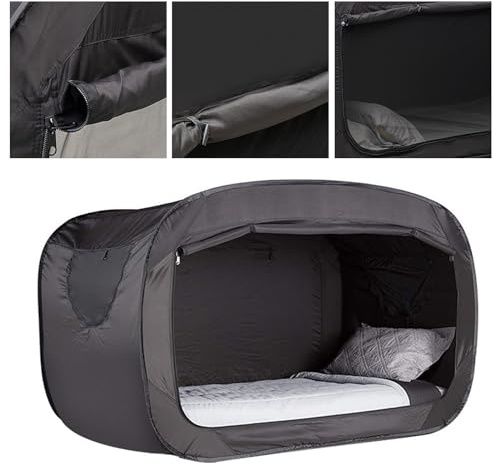 Bettzelt, Faltbares Zeltbett mit Verdunkelungsdesign, Bettzelt Voll für und Erwachsene (Black)