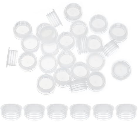 PATIKIL Salt and Pepper Shaker Stoppers 19mm/0.75, 25Pcs Plastic Salt Shaker Plug Replacement with Pull Ring Reusable Clear Round End Cap for Pots Bottles Pipes