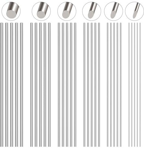 30 Pcs 6 Sizes 1mm, 1.5mm, 2mm, 2.5mm, 3mm, 4mm x Length 100mm (3.93 Inch) 304 Stainless Steel Round Rod, Metal Rod, Metal Solid Shaft Rods for Industry, Metal Working Hobbies and DIY Craft