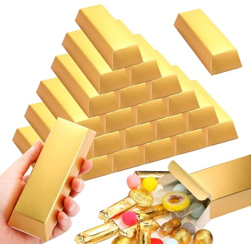 20 Stücke Goldbarren Süßigkeiten Boxen, Gefälschte Geschenkbox Klein, Gastgeschenk Süßigkeiten Schachtel für Hochzeit, Party, Geburtstag, Weihnachten, Baby Shower und DIY Craft