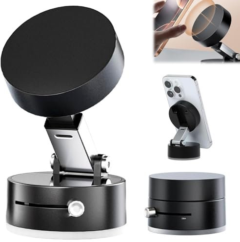 Supporto Telefono con Ventosa Magnetica,Porta Cellulare Auto,Supporto Magnetico Su Entrambi I Lati,Vuoto Ventosa Magnetica Pieghevole Girevole Stand Rotazione,Supporto Telefono per Auto Ventosa