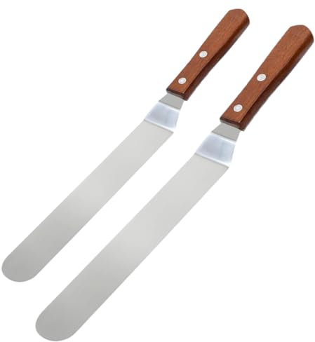 JAWUZ 2 Pezzi Spatola Per Glassa,Spatole Per Pasticceria Per Dolci Inclinate,Spatola Liscia In Acciaio Inox Per Glassare
