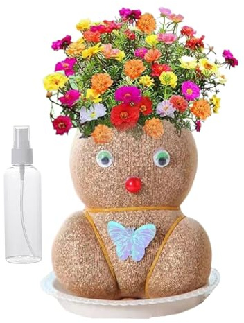 Rukjmqi Grass Head Doll Plant, Grass Head Growing, Growing Grass Head Toys, Grow Your Own Kits For Children, Grass Head Plant With Trays & Spray Bottles, Perfect Cute And Funny Gift For Men Women