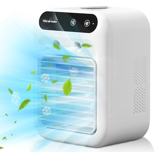 Climatiseur Portable, Climatiseur Mobile Silencieux 500ml, 15° Oscillation, 2 Modes de Brumisation, Clim Portable Rechargeable USB Refroidisseur d'air Par Evaporation pour Maison Bureau