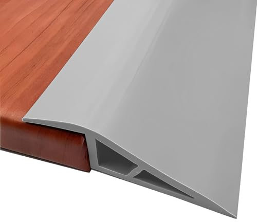 Übergangsprofil Selbstklebend für Parkett- und Laminatböden, PVC Schwellenrampe Türschwellen Leiste, Übergangsleiste Boden Höhenausgleich Abdeckleiste für Parkettböden Laminate Schwellen (Grau, 1M)