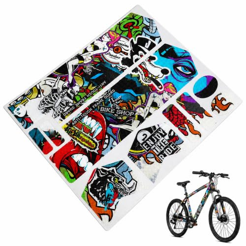 lvifloae Mountain Bike Frame Protector 3D Mountain Bike Front Fork Sticker Scratch Resistance Bicycle Protective Sticker Scrawl Pattern (Graffiti front fork style)