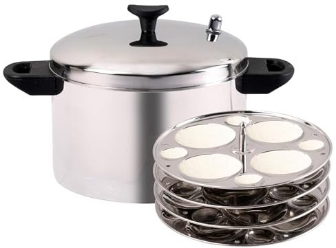 Vanacara Idli Maker/Cooker/Steamer ~ Stainless Steel with Insulated Handles (16 Idli + 16 Mini Idli) Pot ~ Electric and Gas Stove Compatible