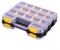 Caja de almacenamiento de herramientas de doble cara con 34 compartimentos, separadores extraíbles, caja organizadora para tornillos, tuercas y piezas (amarillo)