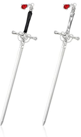 Hair Sticks, 2 Pack Hair Chopsticks, Teardrop Pendant Sturdy Metal Viking Hairs Accessories Vintage Gothic Sword Style, Daily Wear for Women & Girls, (2 Colors)