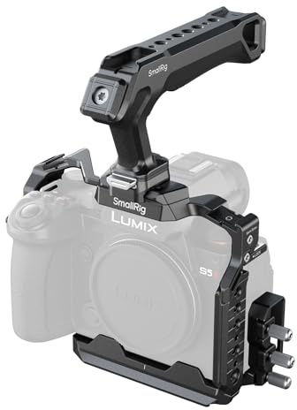 SMALLRIG Kit de Jaula para Panasonic G9 II/S5 II/S5 IIX con Asa Superior NATO, Clip para HDMI/USB-C, Placa QR para Arca y Roscas 1/4-20/3/8-16 - 5752